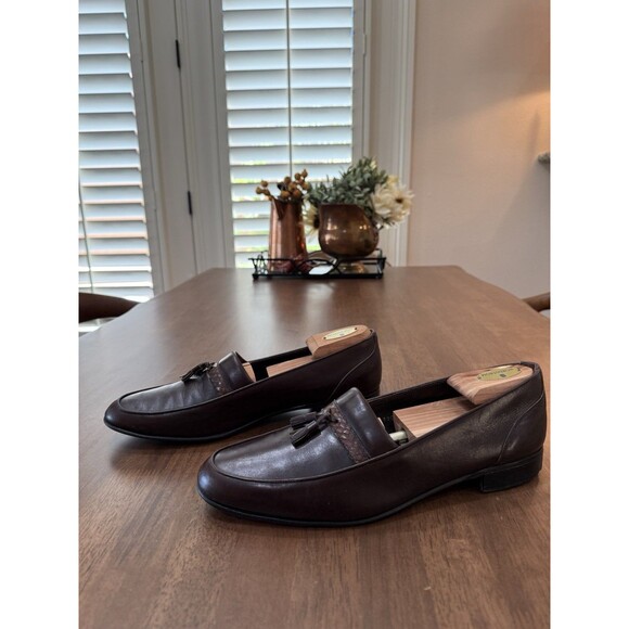 Christian Dior Monsieur Brown Leather Snakeskin Trim Tassel Loafers 11.5 Italy - Picture 9 of 14